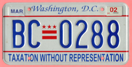 2000 plate no. BC-0288 with Mar. 2002 stickers