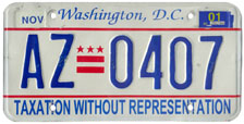 Plate no. AZ-0407, issued Nov. 2000