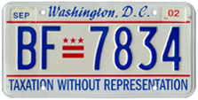 Plate no. BF-7834, issued Sept. 2001