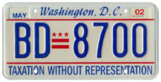 Plate no. BD-8700, issued May 2001