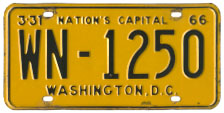 1965 ("3-31-66") Diplomatic Staff plate no. WN-1250