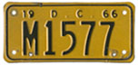 1965 Motorcycle plate no. M1577