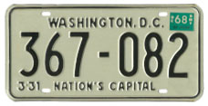 1966 Passenger plate no. 367-082 revalidated for 1967 (exp. 3-31-1968)