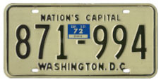 1968 (exp. 3-31-69) Passenger plate no. 871-994 validated for 1971 (exp. 3-31-72)