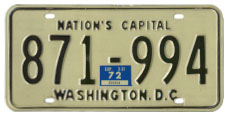 1968 (exp. 3-31-69) Passenger plate no. 871-994 validated for 1971 (exp. 3-31-72)