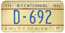1974 base dealer plate no. D-692