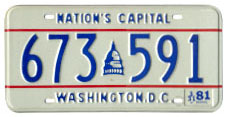 Link to page with information about D.C. plates issued since 1966