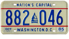 1978 Passenger plate no. 882-046 validated for 1984-85 (exp. Oct. 1985)