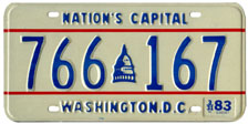 1982 general-issue passenger car plate no. 766-167