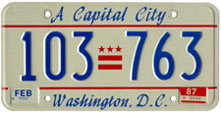1984 Passenger plate no. 103-763 validated for 1986-87 (exp. Feb. 1987)
