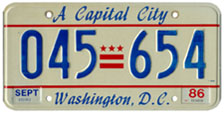 1984 Passenger plate no. 045-654 validated for 1985-86 (exp. Sept. 1986)