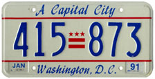 1984 Passenger plate no. 415-873 validated for 1990-1991 (exp. Jan. 1991)