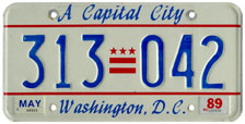 1984 Passenger plate no. 313-042 validated for 1988-1989 (exp. May 1989)