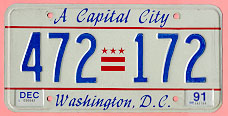 Capital City plate no. 472-172 with Dec. 1991 stickers