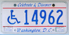Early style 1991 base Handicapped Person plate no. 14962