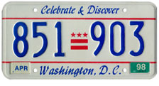 1991 Passenger plate no. 851-903 validated for 1997-1998 (exp. April 1998)