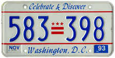 1991 Passenger plate no. 583-398 validated for 1992-1993 (exp. Nov. 1993)