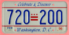 1991 plate no. 720-200 with Feb. 1996 stickers