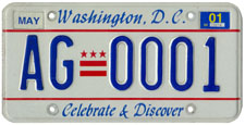 Plate no. AG-0001, issued May 1998