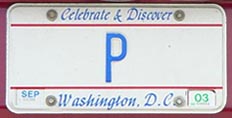1991 base Personalized plate no. P validated through Sept. 2003