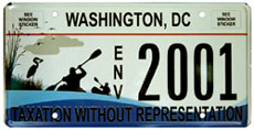 Anacostia River Commemorative License Plate no. ENV 2001, issued Aug. 26, 2010