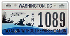 Anacostia River Commemorative License Plate no. ENV 1089 (photographed Aug. 6, 2010)