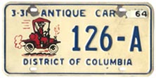 First-issue Antique Car plate no. 126-A validated with a 1963 tab