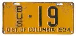 1934 Bus plate no. 19