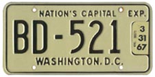 1965 (exp. 3-31-66) Bus plate no. BD-521 validated for 1966 (exp. 3-31-67)