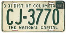 1953 Commercial (Truck) plate no. CJ-3770 revalidated for 1954