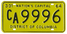 1963 Commercial (Truck) plate no. CA-9996