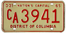 1964 Commercial (Truck) plate no. CA-3941