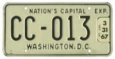 1965 (undated variety) Commercial (Truck) plate no. CC-013 validated for 1966