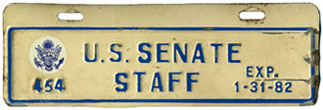 1981-82 U.S. Senate Staff permit no. 454