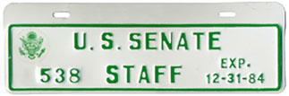 1984 U.S. Senate Staff permit no. 538