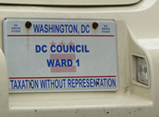 Plate issued to the D.C. Council member elected from Ward 1.