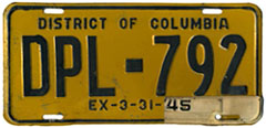 1942 (dated to expire 3-31-43 and revalidated to expire 3-31-45) Diplomatic plate no. 792