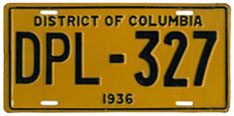 1936 Diplomatic plate no. 327