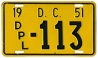 1951 (exp. 3-31-52) Diplomatic plate no. 113