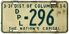 1953 Diplomatic plate no. 296