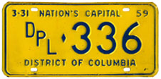 1958 Diplomatic plate no. 336