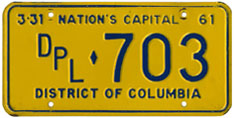 1960 (exp. 3-31-61) Diplomatic plate no. 703