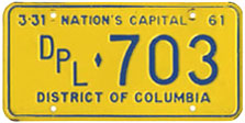 1960 Diplomatic plate no. 703