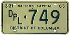 1962 (exp. 3-31-63) Diplomatic plate no. 749