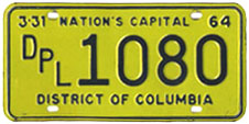 1963 Diplomatic plate no. 1080
