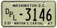 1968 (exp. 3-31-69) Diplomat plate validated for 1972 (exp. 3-31-73)