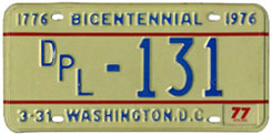 1976 (exp. 3-31-77) Diplomatic plate no. 131