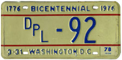 1977 (exp. 3-31-78) Diplomatic plate no. 92