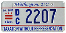 Embossed style D.C. Govt. fleet vehicle plate no. 2207