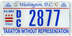 Flat style D.C. Govt. fleet vehicle plate no. 2877